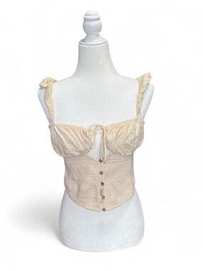 Urban Outfitters Cream Corset-Style Tie Front Tank